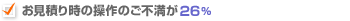 お見積もり時の操作のご不満が26%